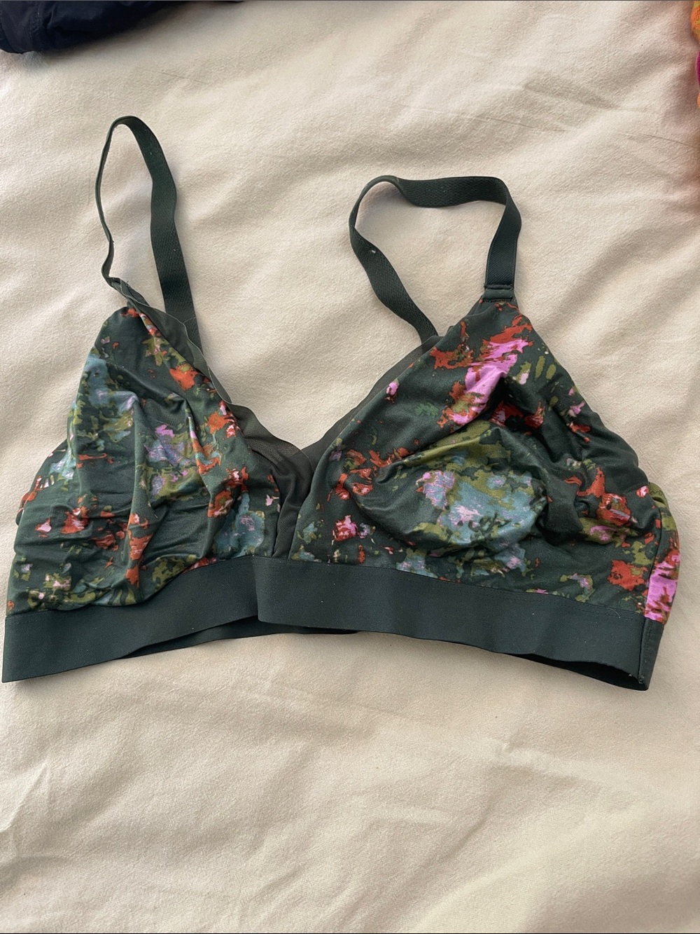 Auden Floral Wireless Bralette - Black with Multicolor Accents